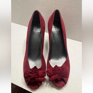 Stuart Weitzman Suede Pumps with Flower Bow and Open Toe Size
7 1/2